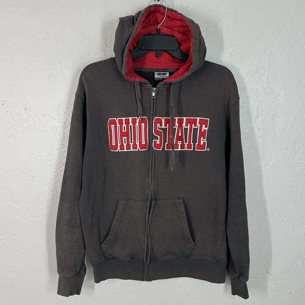 Stadium Athletic Ohio State Hoodie Sweatshirt M Gray Red Embroider Logo Pullover